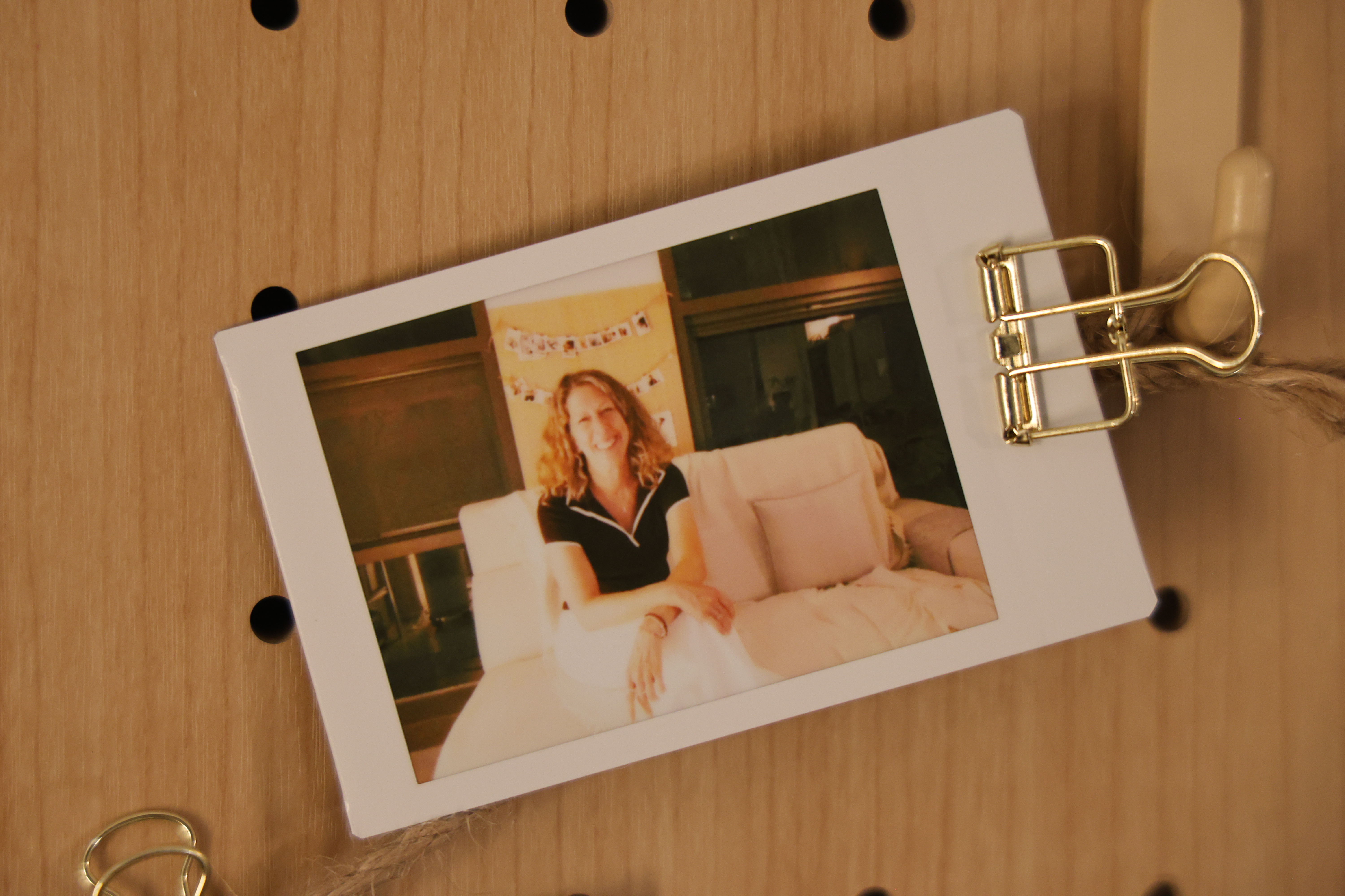 Caroline Zwicker — instax polaroid on the studio pegboard