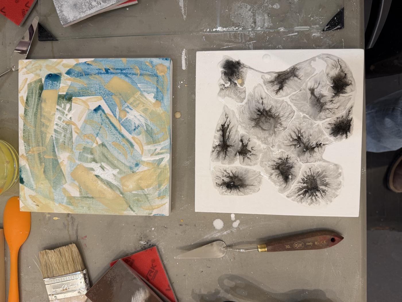 Completed distemper and tempera panels