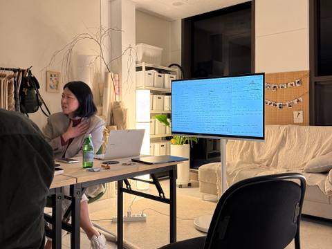 Na Iee Kim presenting at the studio