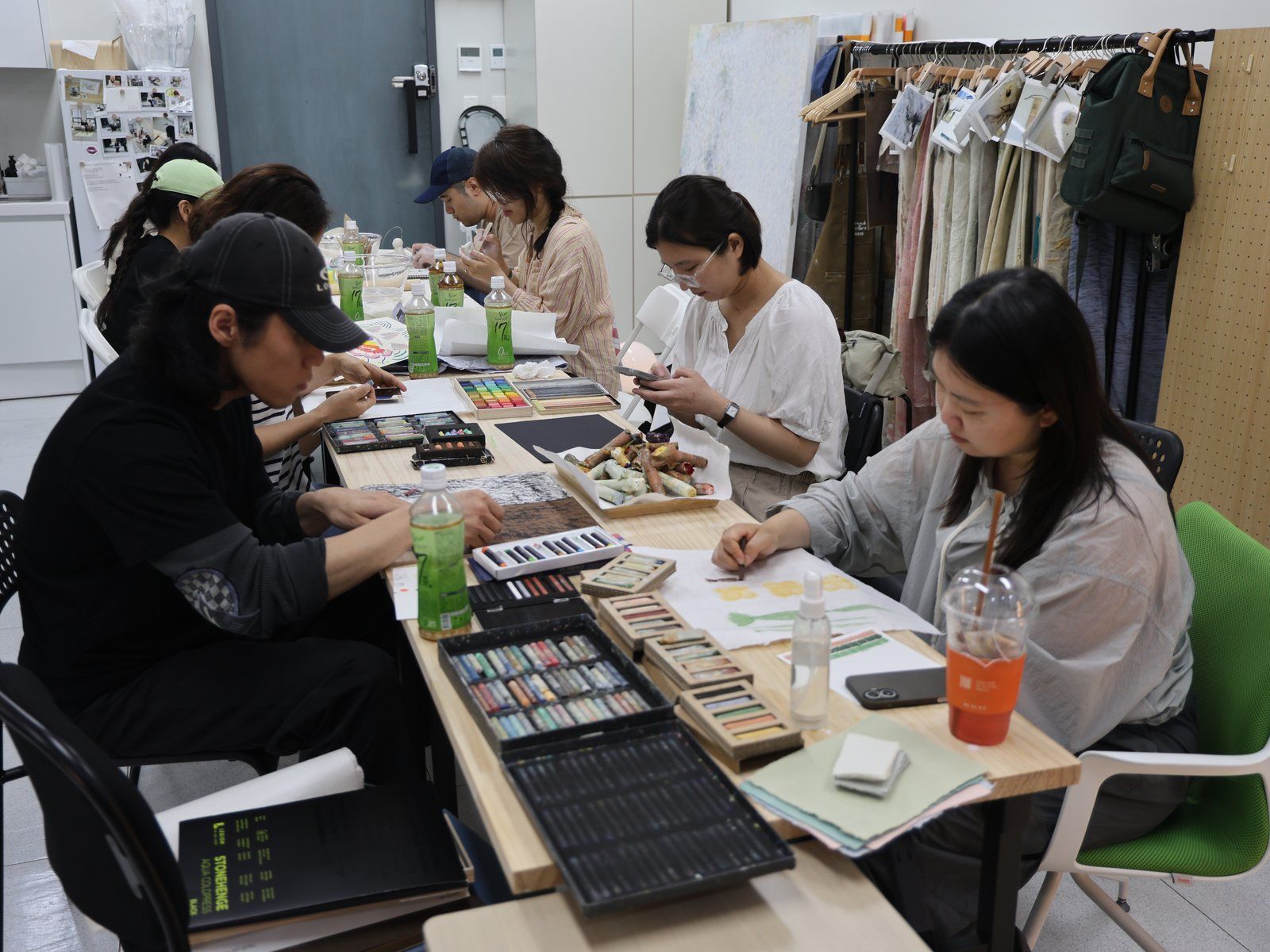 Pastel drawing session at the studio — Material Lab × AI Archiving, July 8, 2026