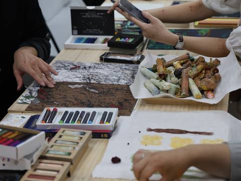 Drawing with handmade pastels — Material Lab × AI Archiving, July 8, 2026