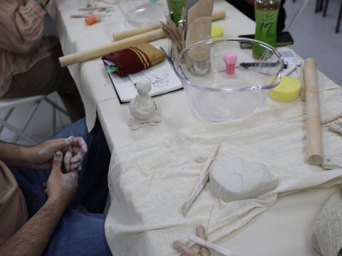 Clay tools and works in progress — Material Lab × AI Archiving, July 8, 2026