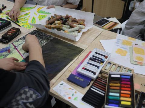 Drawing session with handmade pastels — Material Lab × AI Archiving, July 8, 2026