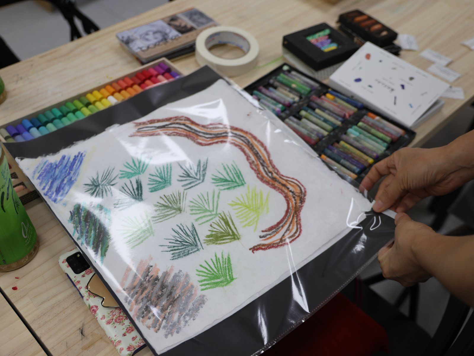 Packing a pastel drawing to take home — Material Lab × AI Archiving, July 8, 2026